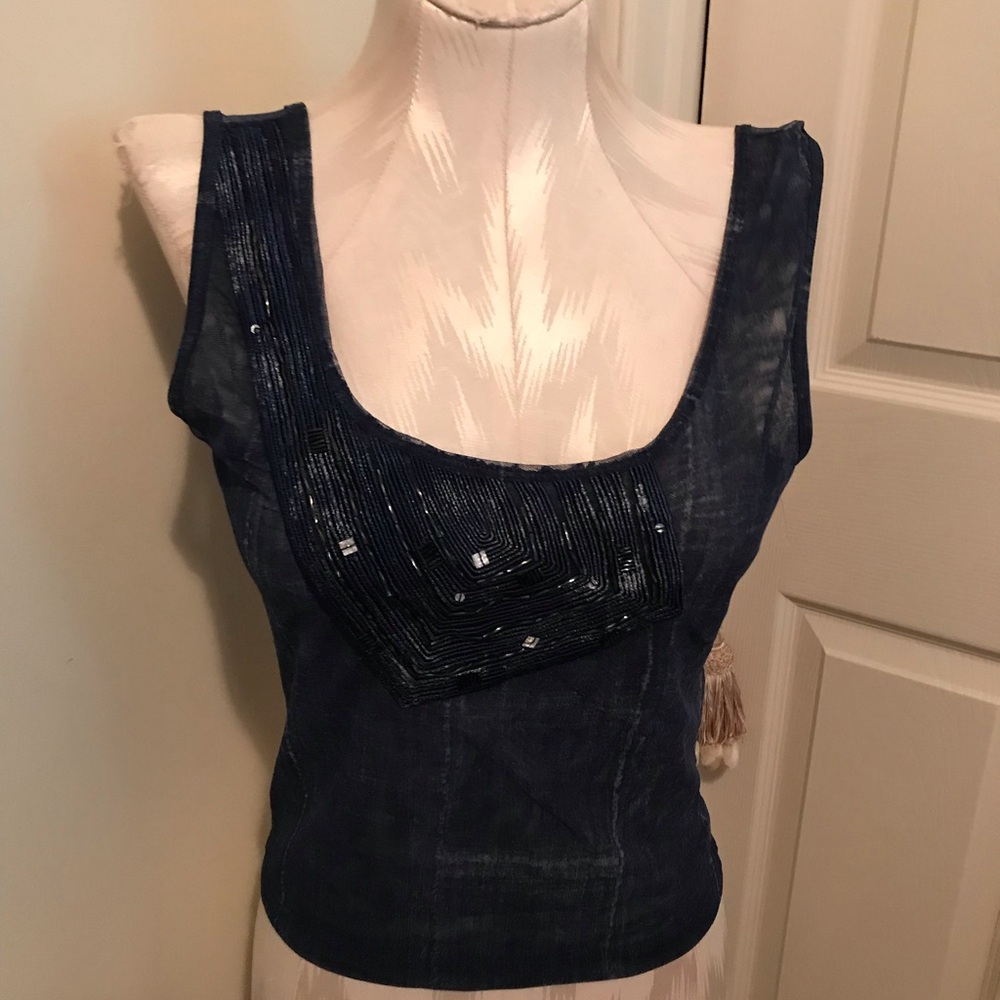 Legatte jeans top runway item small blue $359